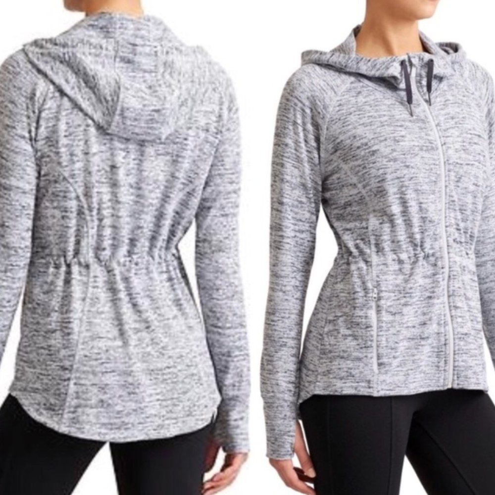 Athleta No Sweat Gray Hoodie Clinched Waist